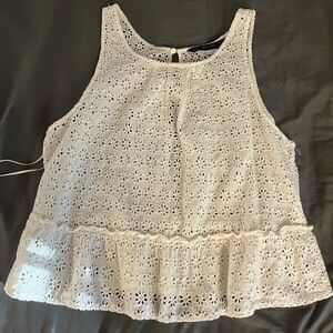Zara Eyelet Peplum Top